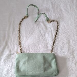 Ann Taylor Light Green Crossbody Bag with Gold Chain